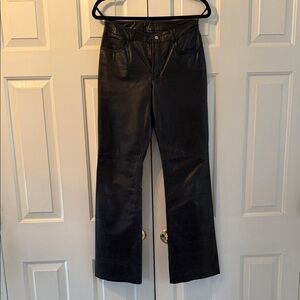 Express Black Genuine Leather Wide Leg Women's Pants